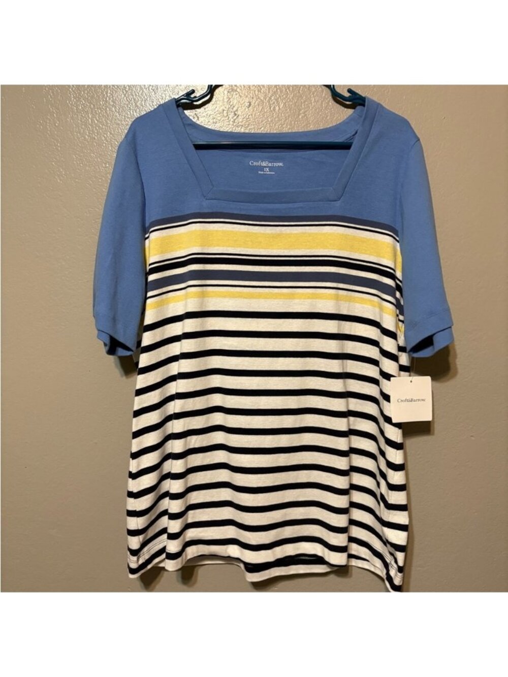 NWT Women’s Croft & Barrow Multicolor Short Sleeve Top - Size 1X